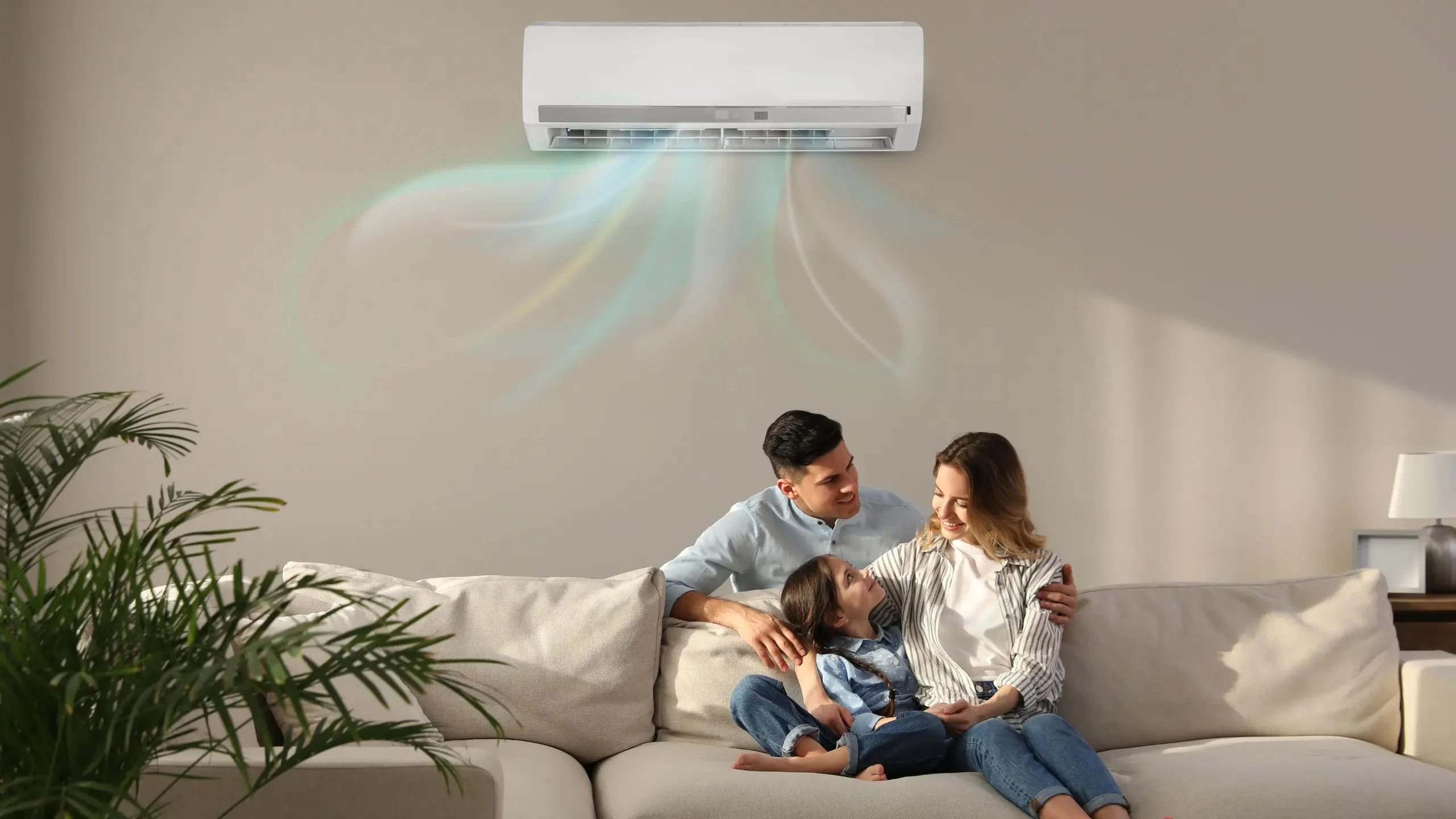 Pompe à chaleur Air-Air Sunology installée dans un séjour